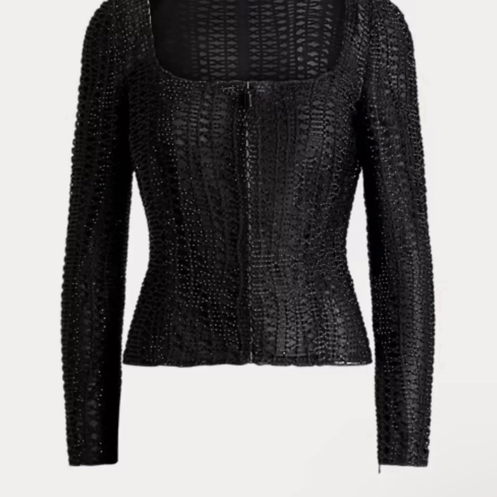 Ralph Lauren Purple Label Beaded Evening Jacket Sz 2 Black Embellished